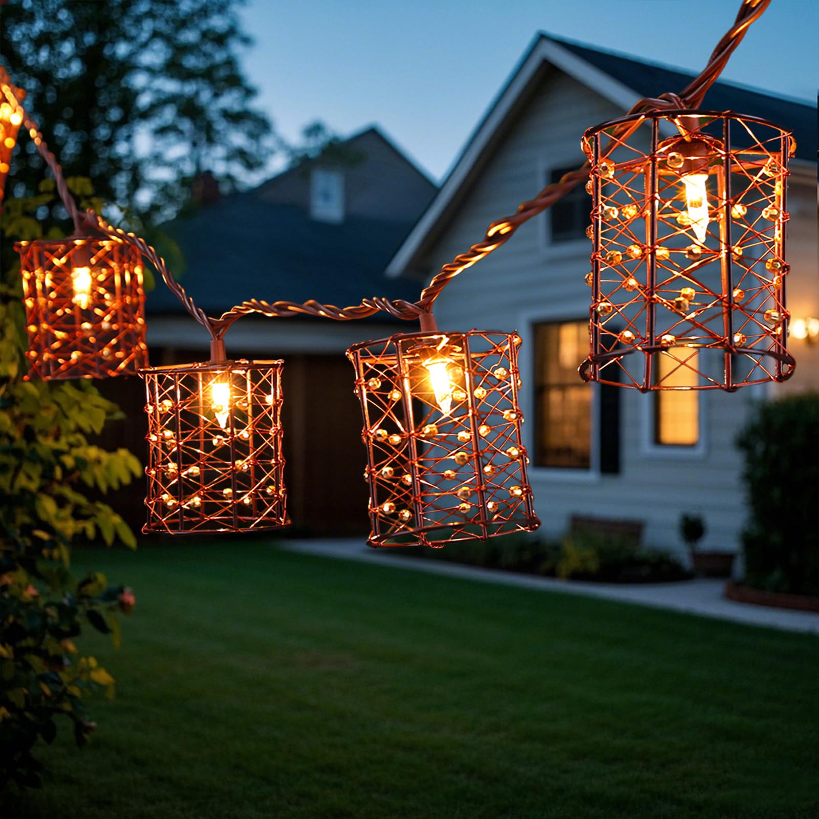 Outdoor Patio String Lights Plug in with 10 Incandescent Bulbs